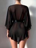 Women Black Sexy Lingerie with Panties and Necklace