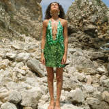 Women Summer Sequined Sexy Backless Casual Holidays Strap Dress