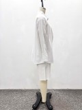 Plus Size Women Casual Button Pocket Shirt and Shorts Two-Piece Set
