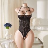 Women Lace Half-Cup Open Crotch See-Through Sexy Bodysuit Sexy Lingerie