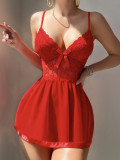 Women Red Nightgown with Panties Sexy Lingerie
