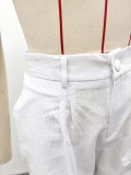 Plus Size Women Casual Button Pocket Shirt and Shorts Two-Piece Set