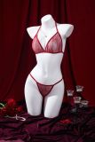 Women Backless Lace-Up Burgunry Lace Sexy Lingerie Two-Piece Set