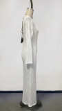 Women Beach Bikini Cover-Up Bell Bottom Long-Sleeved Knitting Backless Beach Maxi Dress