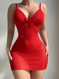 Women Red Nightgown with Panties Sexy Lingerie