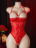 Women Lace Half-Cup Open Crotch See-Through Sexy Bodysuit Sexy Lingerie