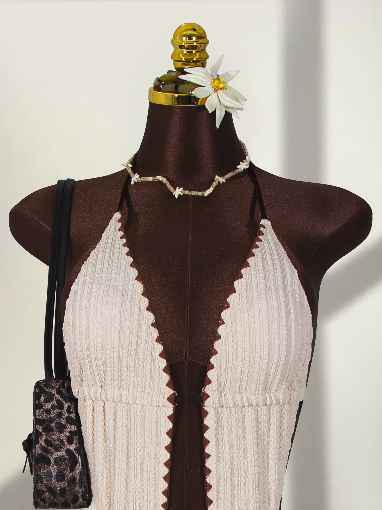 Women Sexy Solid Halter Neck One-Piece Swimwear