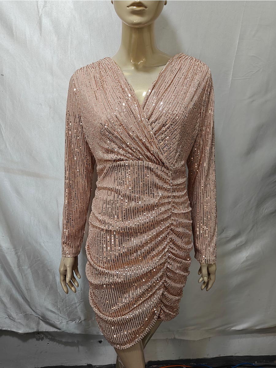 Women Sexy V-Neck Bodycon Dress