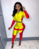 Women's Sexy Casual Colorblock Open-Waist Two-Piece Pants Set