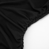 Spring Women's Solid Color Sexy Ruched Sleeveless Patchwork Mesh Slim Jumpsuit