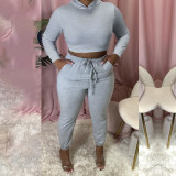 Fall/Winter Women's Sexy Cut-Out Lace-Up Hoodie Pants Two-Piece Set