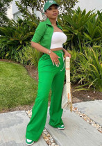 Fall Women's Solid Color Half-Sleeve Jacket & Wide-Leg Pants Two-Piece Set Fall Women's Solid Color Half-Sleeve Jacket & Wide-Leg Pants Two-Piece Set