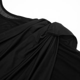 Winter Women's Solid Color Slim Sexy Off-Shoulder Patchwork Evening Dress