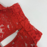 Fall Women's Fashion Sexy Cut-Out Lace Bell Sleeve Jumpsuit