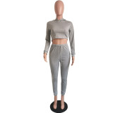 Fall/Winter Women's Sexy Cut-Out Lace-Up Hoodie Pants Two-Piece Set