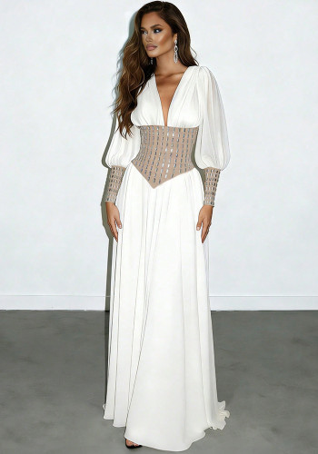 Rhinestone Mesh Fashion Casual Loose Party Dress