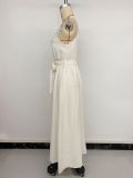 Summer Women's Floral Tie Strap Slim Waist Split Maxi Dress