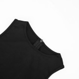 Spring Women's Solid Color Sexy Ruched Sleeveless Patchwork Mesh Slim Jumpsuit