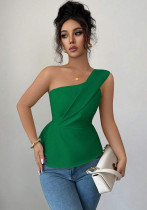Summer Women's Elegant Sexy Asymmetrical Slash Shoulder Top