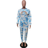 Women's Casual Active Sky Cloud Rainbow Print Two-Piece Pants Set