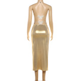 Fall/Winter Women's Fashion Sexy Halter Neck V-Neck Slim Butterfly Dress