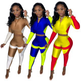 Women's Sexy Casual Colorblock Open-Waist Two-Piece Pants Set