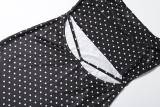 Fall/Winter Women's Sexy Slim U-Neck Low Back Polka Dot Strap Dress