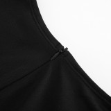 Spring Women's Solid Color Sexy Ruched Sleeveless Patchwork Mesh Slim Jumpsuit