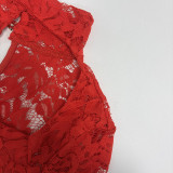 Fall Women's Fashion Sexy Cut-Out Lace Bell Sleeve Jumpsuit