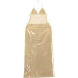 Fall/Winter Women's Fashion Sexy Halter Neck V-Neck Slim Butterfly Dress