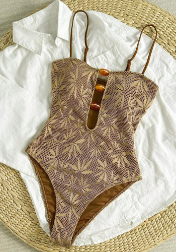 Summer Women's Bohemian Holiday Strap Low Back One-Piece Swimsuit