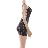Fall/Winter Women's Sexy Slim U-Neck Low Back Polka Dot Strap Dress