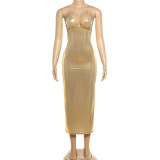 Fall/Winter Women's Fashion Sexy Halter Neck V-Neck Slim Butterfly Dress