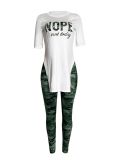 Women's Fashion Sexy Tight-Fitting Camouflage Casual Two-Piece Pants Set