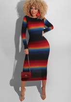 Women's Tight-Fitting Gradient Print Slim Fit Chic Dress Women's Tight-Fitting Gradient Print Slim Fit Chic Dress