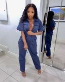 Fall/Winter Women's Loose Pocket Cargo High-Waist Jumpsuit