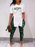 Women's Fashion Sexy Tight-Fitting Camouflage Casual Two-Piece Pants Set