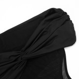 Winter Women's Solid Color Slim Sexy Off-Shoulder Patchwork Evening Dress