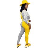 Fall/Winter Women's Patchwork Colorblock Slim Fit Casual Long-Sleeve Two-Piece Pants Set