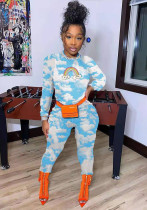 Women's Casual Active Sky Cloud Rainbow Print Two-Piece Pants Set Women's Casual Active Sky Cloud Rainbow Print Two-Piece Pants Set