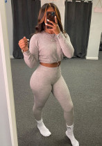 Fall/Winter Women's Tight-Fitting Solid Color Long-Sleeve Two-Piece Pants Set Fall/Winter Women's Tight-Fitting Solid Color Long-Sleeve Two-Piece Pants Set