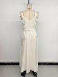 Summer Women's Floral Tie Strap Slim Waist Split Maxi Dress