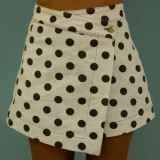 Women's Polka Dot Irregular Denim Mini Skirt