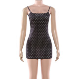 Fall/Winter Women's Sexy Slim U-Neck Low Back Polka Dot Strap Dress