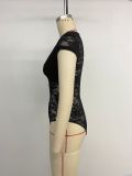 Women Top Lace Patchwork Bodysuit