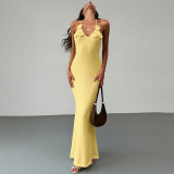 Women Solid Sexy Strappy Beach Cover-Up Bikini Beach Dress