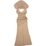 Women Sexy Backless Hooded V-Neck Sleeveless Dress