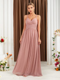 Women Camisole Solid Formal Party Pleated Maxi Dress