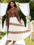 Plus Size African Women Pleated Sequined Elegant Maxi Dress