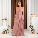 Women Camisole Solid Formal Party Pleated Maxi Dress
